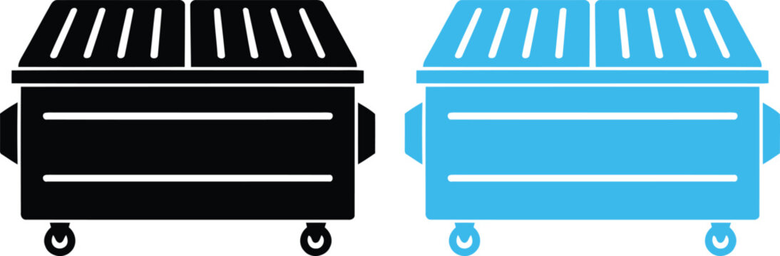 Industrial dumpsters set flat icons vector