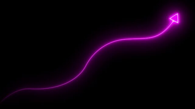 Neon Business chart icon isolated . business chart growth concept black background. Zigzag up right arrow