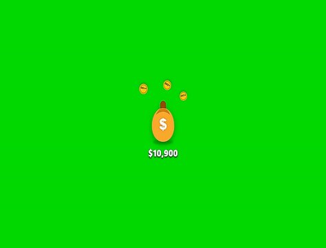 Money bag with a dollar sign and a counter showing ten thousand nine hundred dollars.