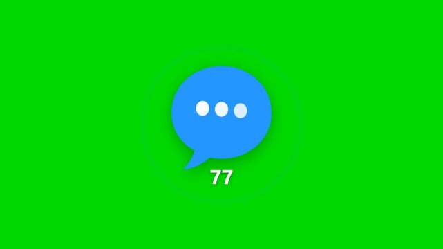 Message bubble icon with seventy-seven unread notifications displayed on a solid green background.