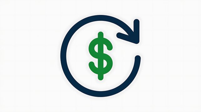 Dollar sign with circular arrow icon for money refund