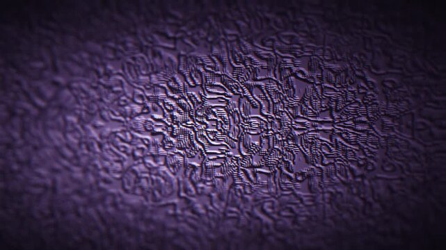 Seamless 3d loop of an abstract moire pattern with glitchy, noisy lines and a dark purple gradient. Tech aesthetic with distorted ripple texture for futuristic motion graphics.
