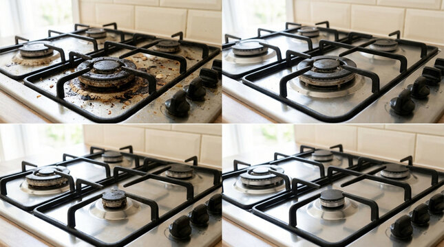 Dirty vs Clean Gas Stove Top: Before and After Cleaning Comparison