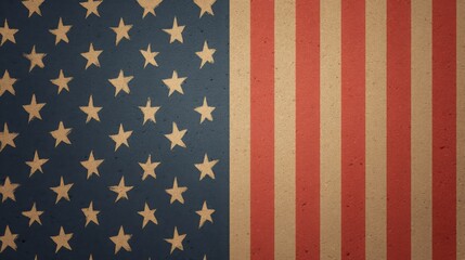 Fototapeta premium Vintage textured background featuring stars and stripes in muted colors