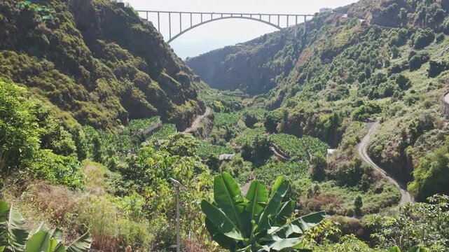 Los Tilos Viaduct and Barranco del Agua Ravine in San Andres y Sauces, La Palma