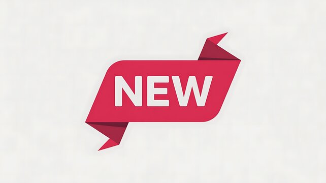 Red banner with text new isolated on white background