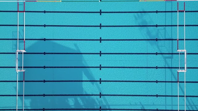 Top Down Aerial View of Water Polo Pool with Goals and Official Field Markings