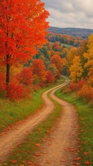 Fototapeta premium Vibrant autumn path mobile wallpaper