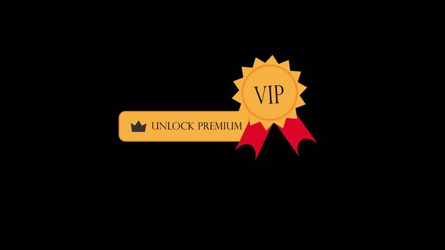 Gold membership premium unlock vip badges animation set. 4k