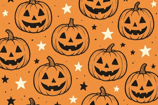 Halloween pumpkins pattern illustration.