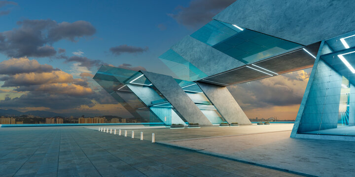 3d rendering futuristic urban building exterior with modern architecture