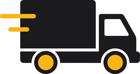 Obraz premium Fast Delivery Truck Vector Icon with Speed Motion Lines for Express Shipping and Logistics UI