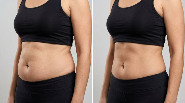 Before and After Weight Loss Transformation - Woman's Body Comparison