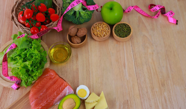 The Healthy eating of ketogenic diet meal plan which fitness and weight loss concept-copy space