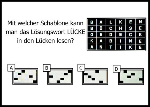 r&auml;tsel L&ouml;sung Antwort A Schablone