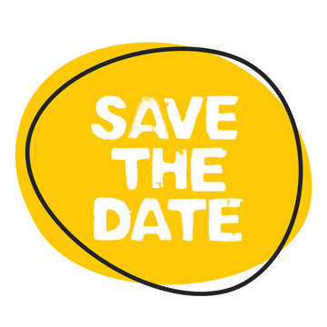 Save the date - Button in gelb orange mit Rahmen