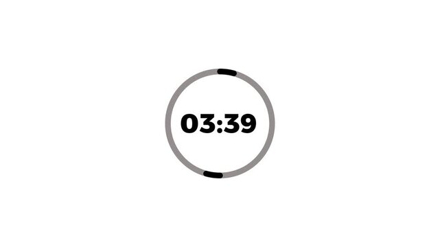 Countdown icon 4 minute to 0 second countdown with round circle animation on white background.Abstract four minute to zero second countdown icon.Countdown icon,timer icon.