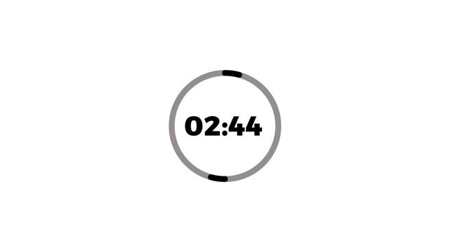 Countdown icon 3 minute to 0 second countdown with round circle animation on white background.Abstract three minute to zero second countdown icon.Countdown icon,timer icon.