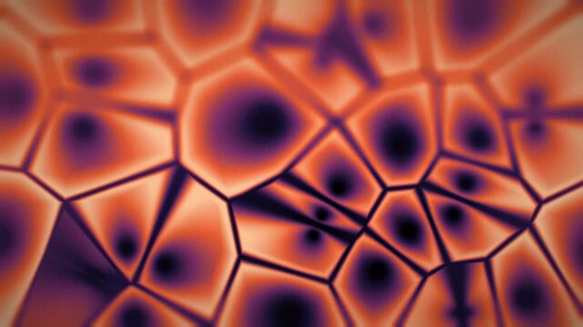 Seamless loop animation: feverish grunge noise drives a warped feedback tunnel in red, orange, and purple light with a dark cinematic grain.