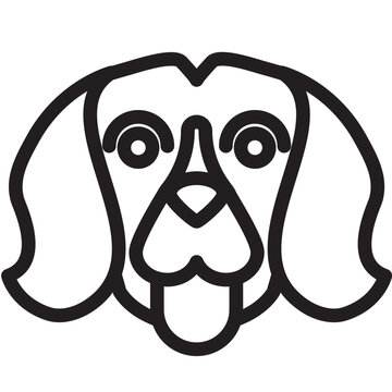 Beagle dog breed sticking out its tongue line icon illustration