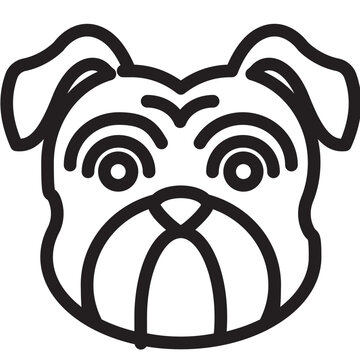 Pug dog face line icon illustration