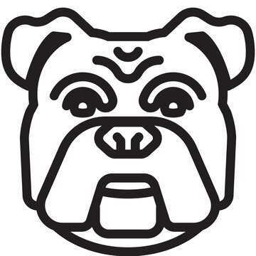 Olde English bulldog face line icon illustration