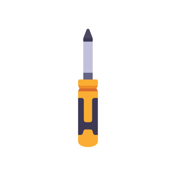 Phillips screwdriver icon with metal shaft, flat illustration