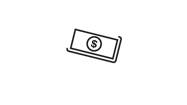 Simple dollar bill icon in black outline