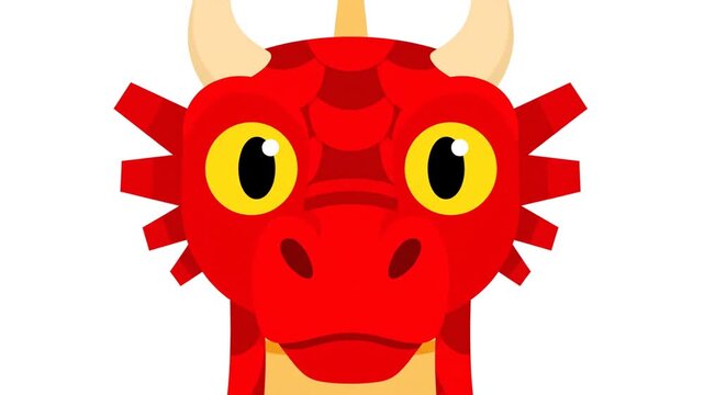 Red dragon head with yellow eyes.