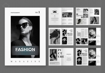 Black and White Fashion Magazine Template Layout