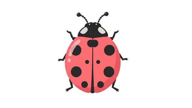 Top down view of red ladybug with spots.