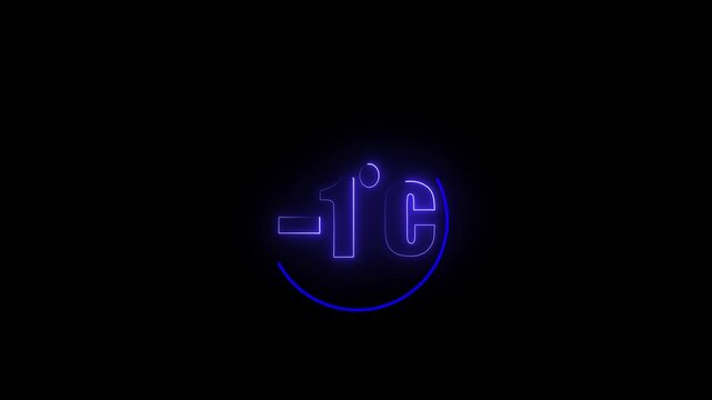 Temperature indicator shining with blue neon illumination in darkness, illustrating sub-zero atmospheric conditions and advanced digital monitoring tools for meteorological analysis and cold.