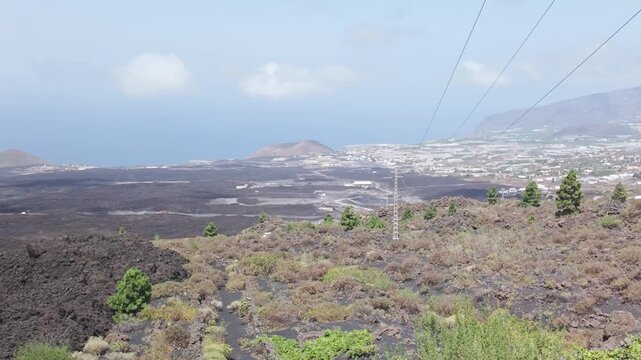 Tajogaite Volcano Lava Fields Panoramic View Las Manchas La Palma