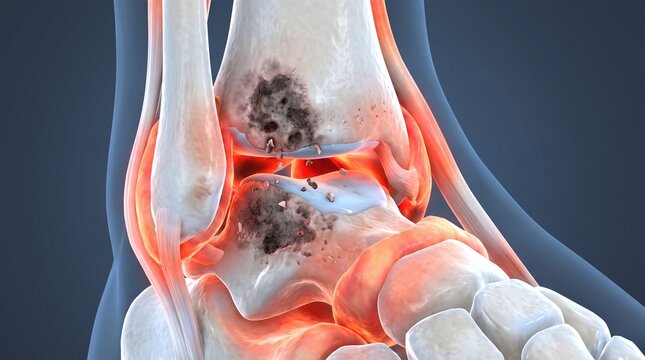 Ankle Joint Osteoarthritis Showing Inflamed Tibiotalar Joint and Degenerated Cartilage