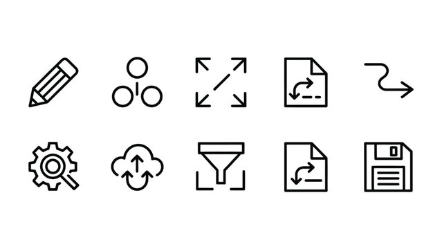 Set of line icons for user interface design and web development