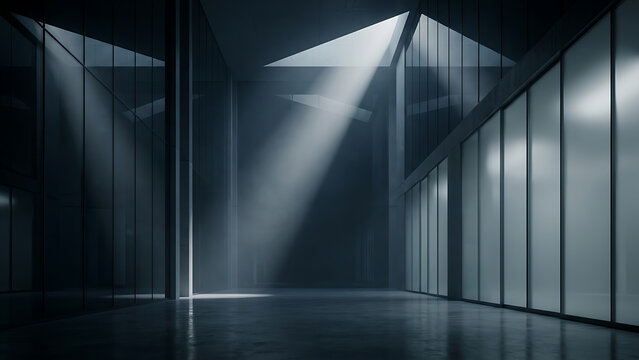 Modern Minimalist Interior Architecture with Dramatic Light Beams