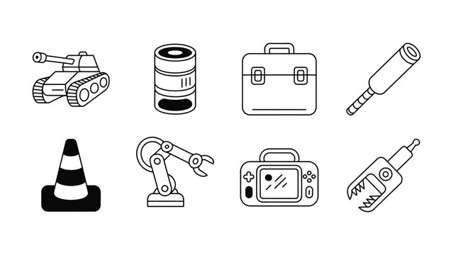 Robotics and technology vector icons set