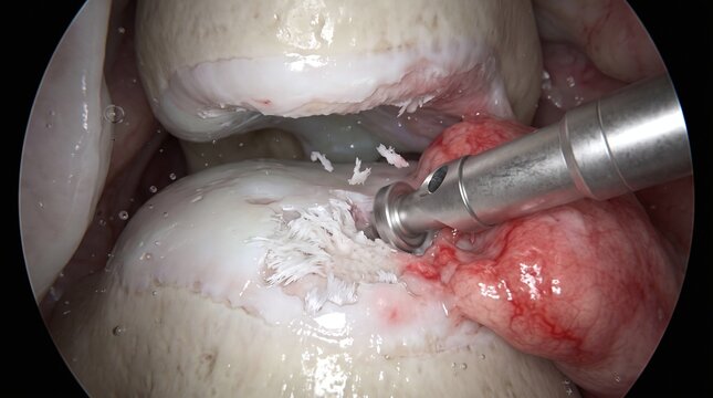 Ankle Arthroscopy with Surgical Shaver Treating Damaged Cartilage and Synovium