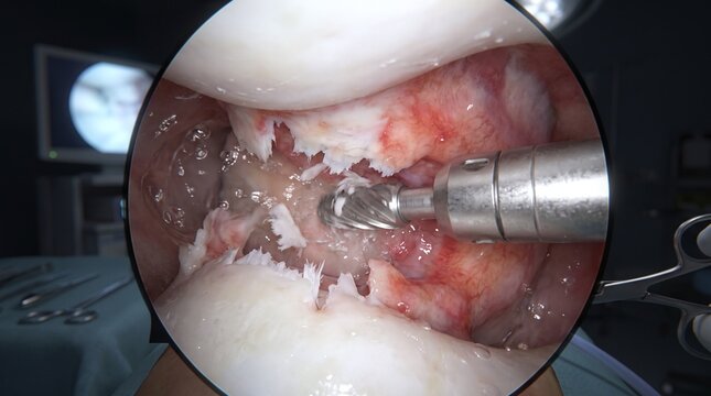 3D Medical Render of Arthroscopic Ankle Debridement and Inflamed Joint Tissue