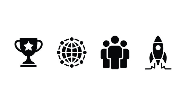 Business icons, success, globe, team, rocket, vector