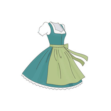 Traditional German dirndl dress flat vector illustration
