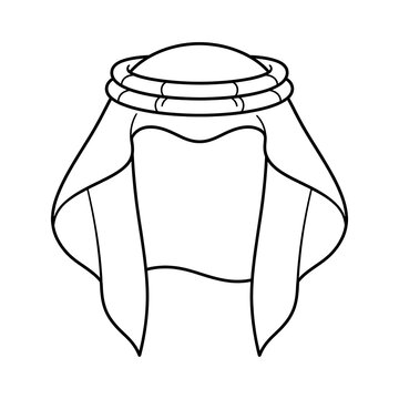 White Ghutra with Black Agal Traditional Arabian Headwear Coloring Page