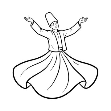 Traditional Whirling Dervish Dance Coloring Page