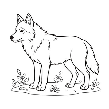 Wild Grey Wolf Animal Coloring Page for Kids