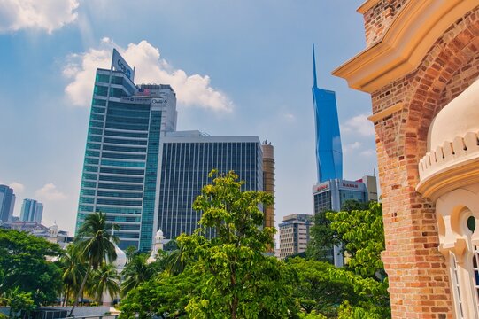 

KUALA LUMPUR, MALAYSIA - AUGUST 22, 2026: The iconic Sultan Abdul Samad Building, one of Kuala Lumpur's most recognisable heritage sites facing Dataran Merdeka. On a hot sunny day during wet season.