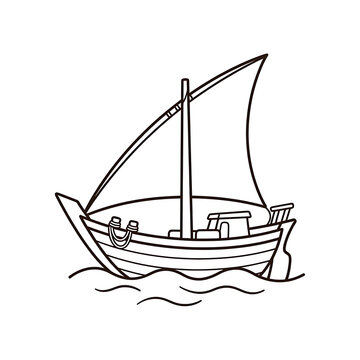 Traditional Arabian Dhow Boat Coloring Page for Kids