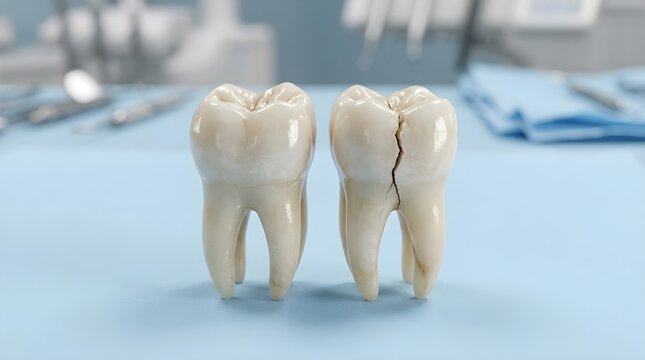 A highly detailed anatomical model of human molars clearly displays root structures and protective enamel layers illustrating important dental health and educational