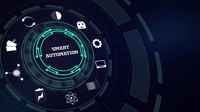 Streamlining complex industrial workflows through an interactive smart automation cyber panel template on dark background