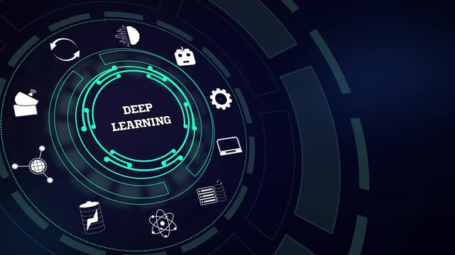 Futuristic cyber control board graphic highlighting multi-layered data analysis for enterprise deep learning projects