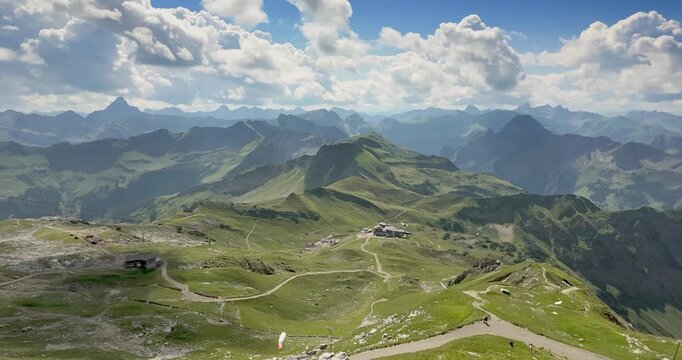 Timelapse over rugged mountain panorama from Nebelhorn Germany